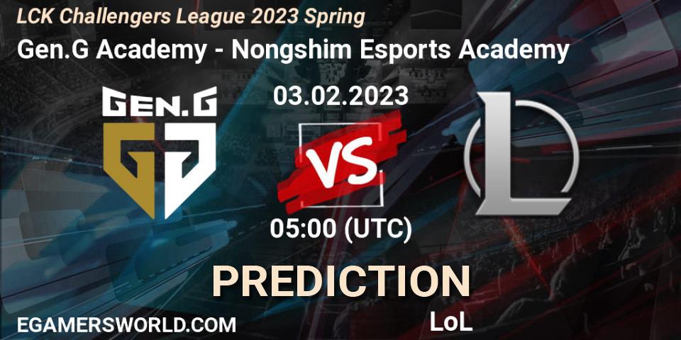 Gen.G Academy vs Nongshim Esports Academy: Match Prediction. 03.02.23, LoL, LCK Challengers League 2023 Spring