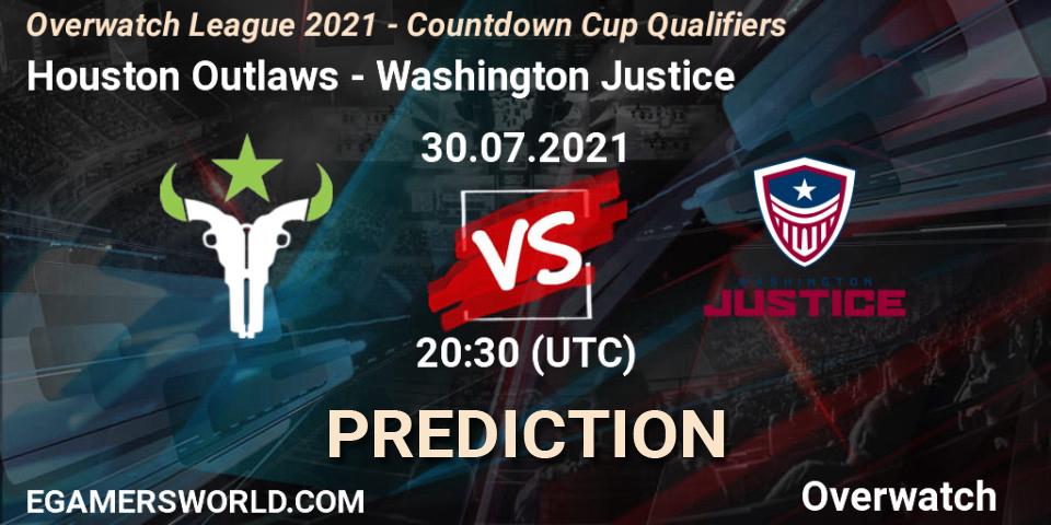 Houston Outlaws vs Washington Justice: Match Prediction. 30.07.21, Overwatch, Overwatch League 2021 - Countdown Cup Qualifiers