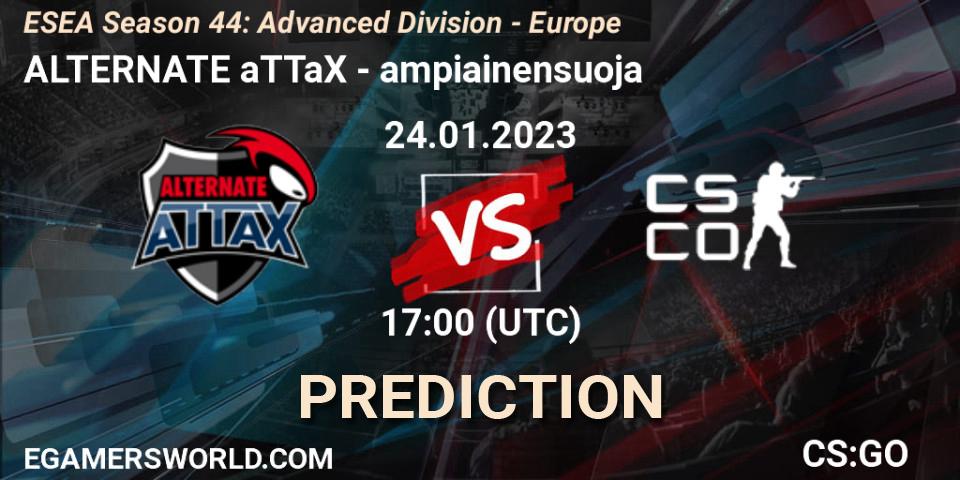 ALTERNATE aTTaX vs ampiainensuoja: Match Prediction. 24.01.23, CS2 (CS:GO), ESEA Season 44: Advanced Division - Europe