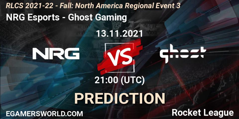 NRG Esports vs Ghost Gaming: Match Prediction. 13.11.2021 at 18:00, Rocket League, RLCS 2021-22 - Fall: North America Regional Event 3