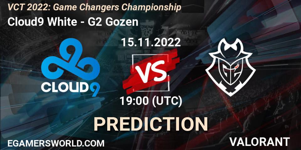 Cloud9 White vs G2 Gozen: Match Prediction. 15.11.2022 at 19:00, VALORANT, VCT 2022: Game Changers Championship