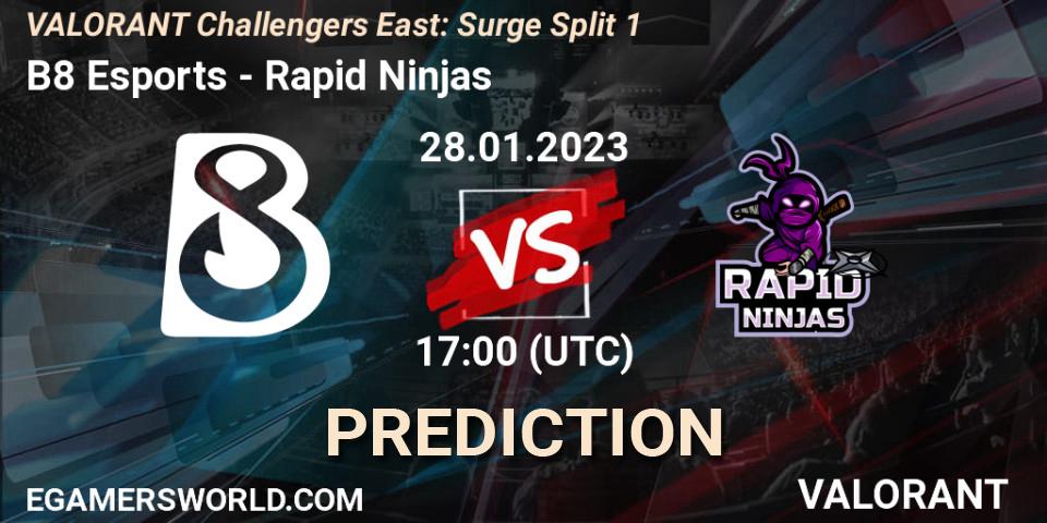 B8 Esports vs Rapid Ninjas: Match Prediction. 28.01.23, VALORANT, VALORANT Challengers 2023 East: Surge Split 1
