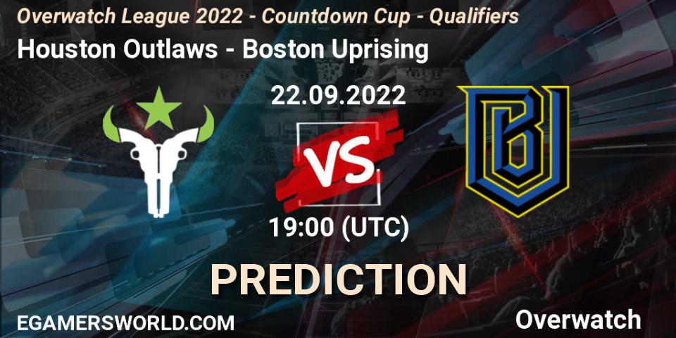 Houston Outlaws vs Boston Uprising: Match Prediction. 22.09.22, Overwatch, Overwatch League 2022 - Countdown Cup - Qualifiers