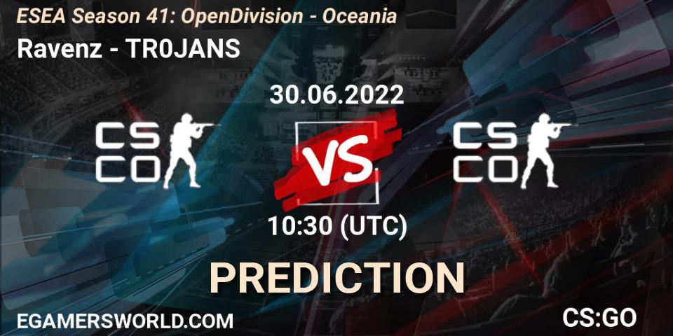 Ravenz vs TR0JANS: Match Prediction. 30.06.2022 at 10:30, Counter-Strike (CS2), ESEA Season 41: Open Division - Oceania