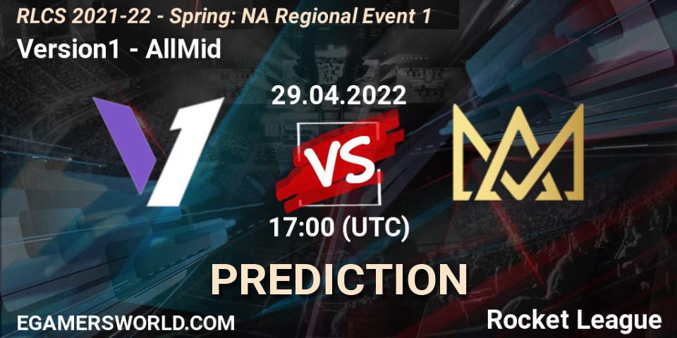 Version1 vs AllMid: Match Prediction. 29.04.22, Rocket League, RLCS 2021-22 - Spring: NA Regional Event 1