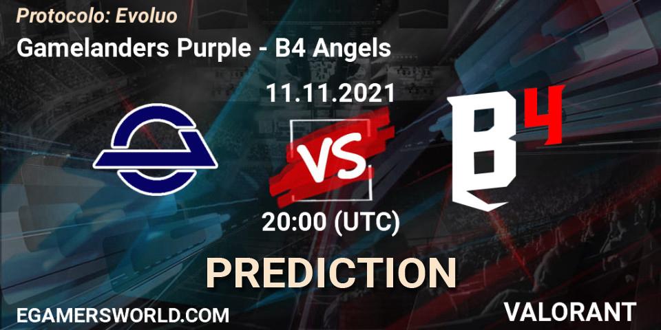 Gamelanders Purple vs B4 Angels: Match Prediction. 11.11.2021 at 20:00, VALORANT, Protocolo: Evolução