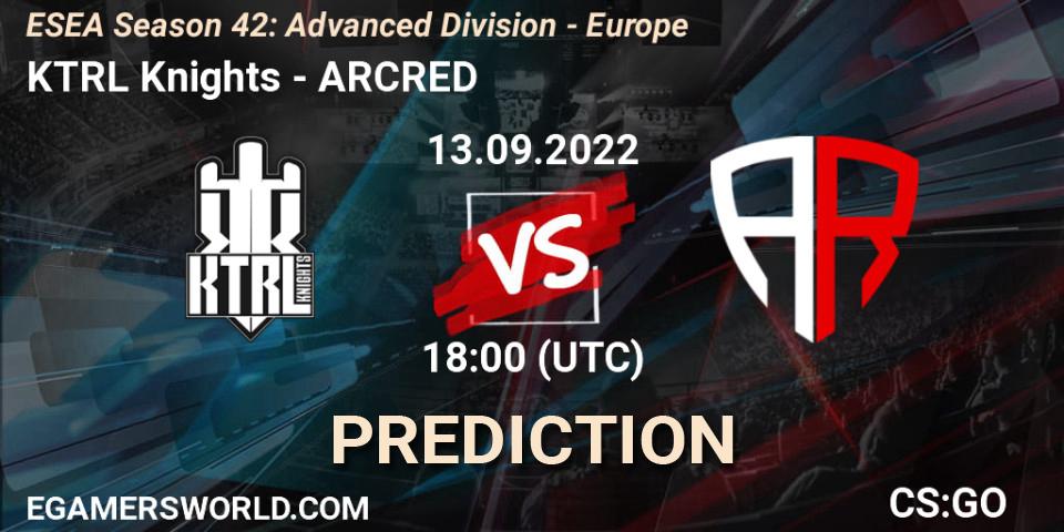 KTRL Knights vs ARCRED: Match Prediction. 13.09.2022 at 18:00, Counter-Strike (CS2), ESEA Season 42: Advanced Division - Europe