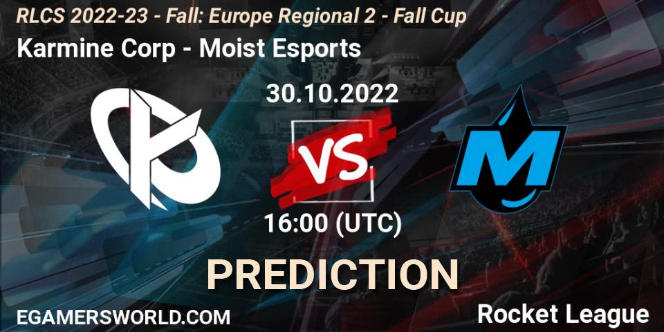 Karmine Corp vs Moist Esports: Match Prediction. 30.10.2022 at 16:00, Rocket League, RLCS 2022-23 - Fall: Europe Regional 2 - Fall Cup
