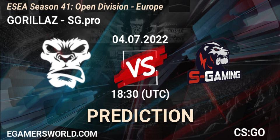GORILLAZ vs SG.pro: Match Prediction. 04.07.2022 at 18:30, Counter-Strike (CS2), ESEA Season 41: Open Division - Europe