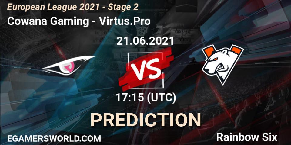 Cowana Gaming vs Virtus.Pro: Match Prediction. 21.06.2021 at 17:15, Rainbow Six, European League 2021 - Stage 2