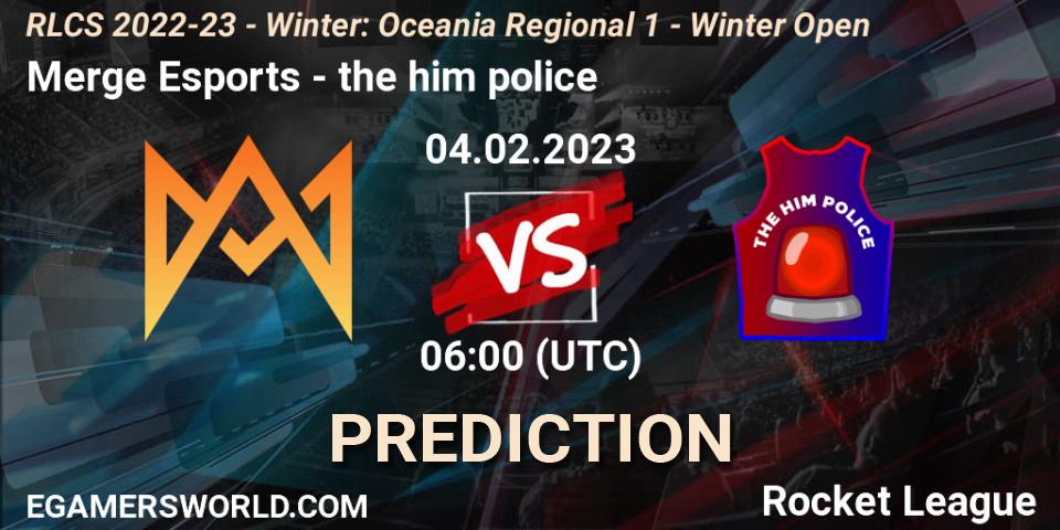 Merge Esports vs the him police: Match Prediction. 04.02.2023 at 09:00, Rocket League, RLCS 2022-23 - Winter: Oceania Regional 1 - Winter Open