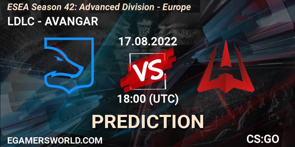 LDLC vs AVANGAR: Match Prediction. 17.08.2022 at 18:00, Counter-Strike (CS2), ESEA Season 42: Advanced Division - Europe