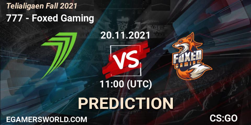 777 vs Foxed Gaming: Match Prediction. 20.11.2021 at 11:00, Counter-Strike (CS2), Telialigaen Fall 2021