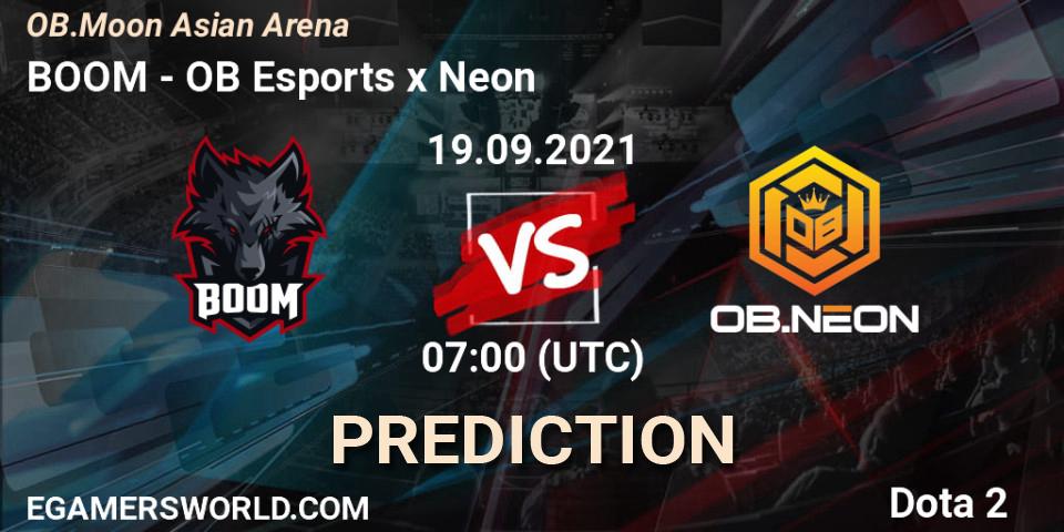 BOOM vs OB Esports x Neon: Match Prediction. 19.09.2021 at 07:00, Dota 2, OB.Moon Asian Arena