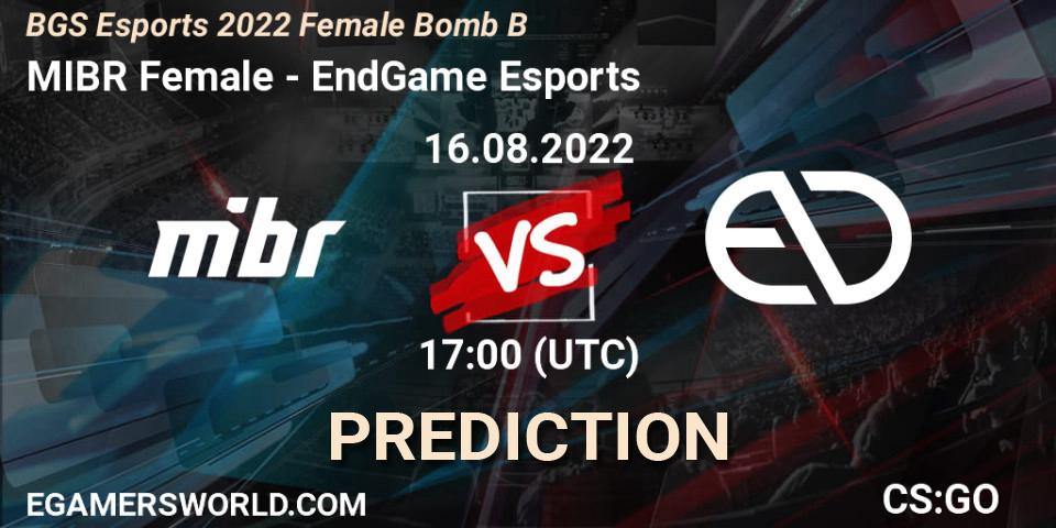 MIBR Female vs EndGame Esports: Match Prediction. 16.08.2022 at 17:00, Counter-Strike (CS2), Monster Energy BGS Bomb B Women Cup 2022