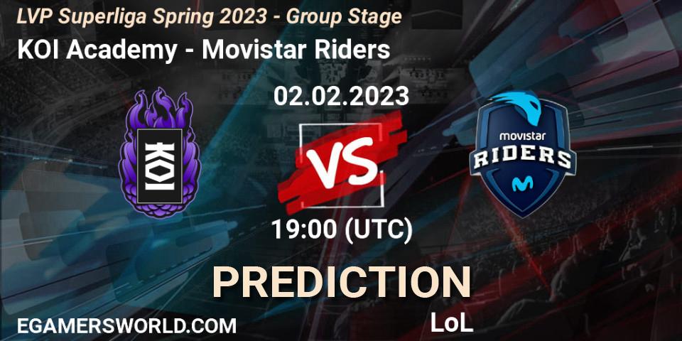 KOI Academy vs Movistar Riders: Match Prediction. 02.02.2023 at 19:00, LoL, LVP Superliga Spring 2023 - Group Stage