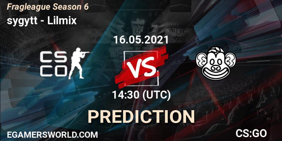 sygytt vs Lilmix: Match Prediction. 16.05.2021 at 14:30, Counter-Strike (CS2), Fragleague Season 6