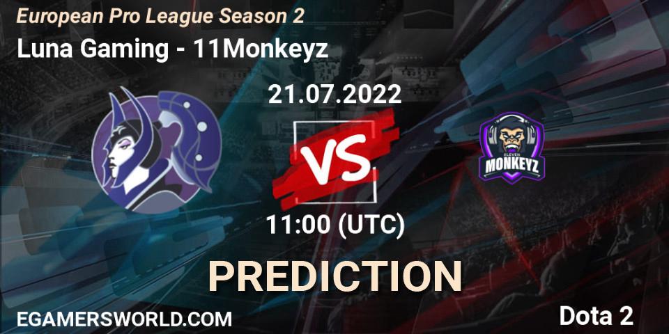 Luna Gaming vs 11Monkeyz: Match Prediction. 21.07.2022 at 11:13, Dota 2, European Pro League Season 2