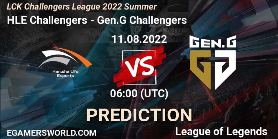 HLE Challengers vs Gen.G Challengers: Match Prediction. 11.08.2022 at 06:00, LoL, LCK Challengers League 2022 Summer