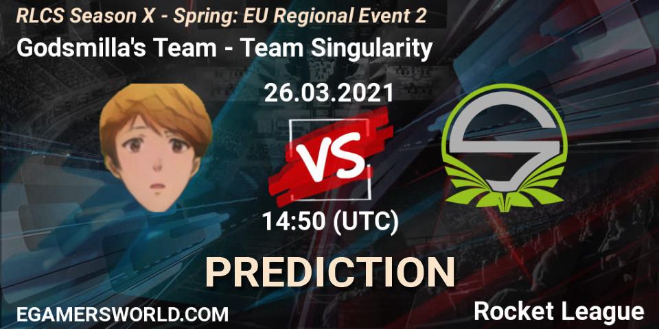 Godsmilla's Team vs Team Singularity: Match Prediction. 26.03.2021 at 14:50, Rocket League, RLCS Season X - Spring: EU Regional Event 2