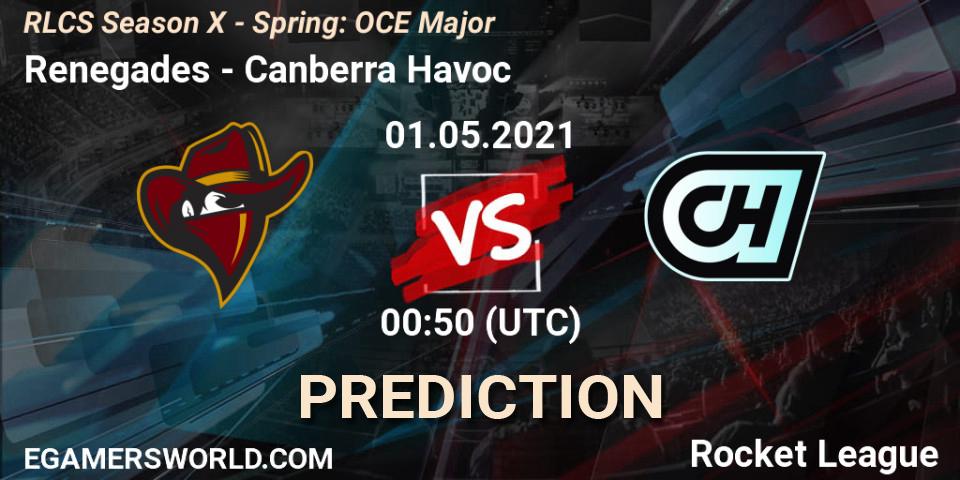 Renegades vs Canberra Havoc: Match Prediction. 01.05.21, Rocket League, RLCS Season X - Spring: OCE Major