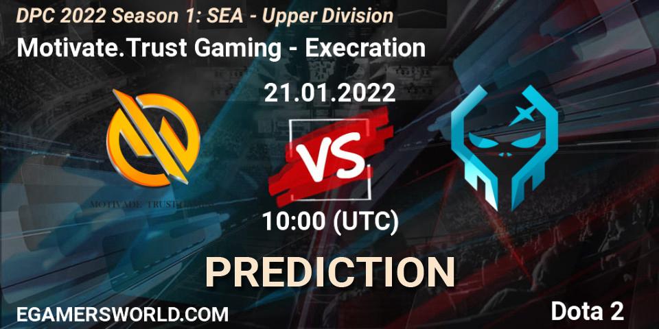 Motivate.Trust Gaming vs Execration: Match Prediction. 21.01.2022 at 09:49, Dota 2, DPC 2022 Season 1: SEA - Upper Division