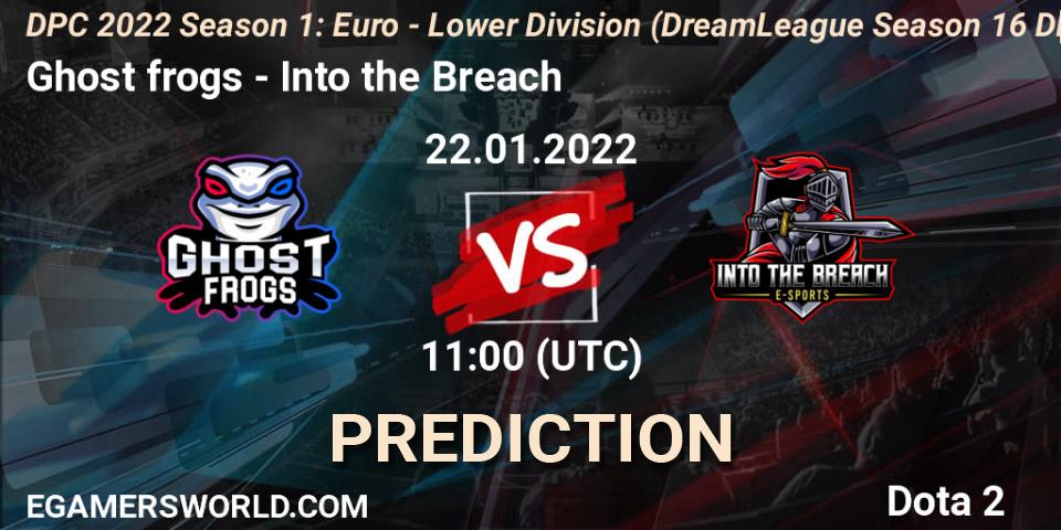 Ghost frogs vs Into the Breach: Match Prediction. 22.01.2022 at 10:56, Dota 2, DPC 2022 Season 1: Euro - Lower Division (DreamLeague Season 16 DPC WEU)