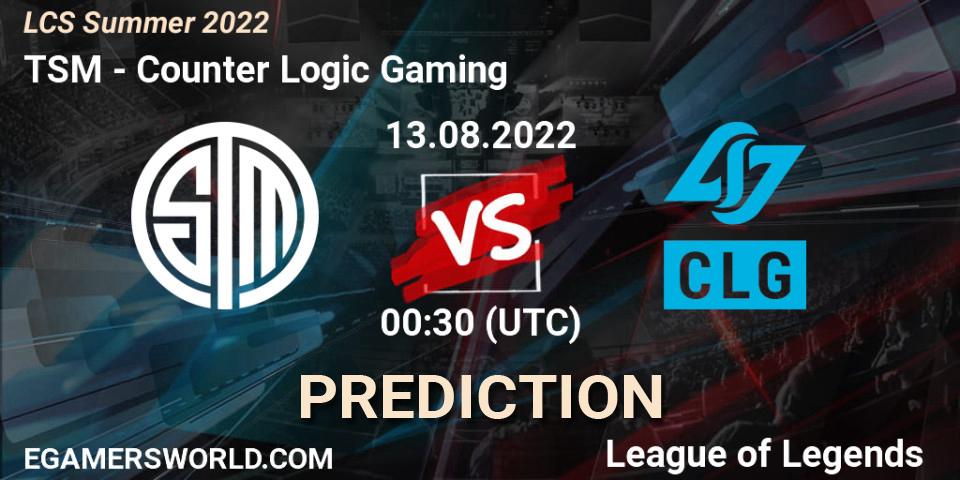 TSM vs Counter Logic Gaming: Match Prediction. 13.08.2022 at 00:30, LoL, LCS Summer 2022