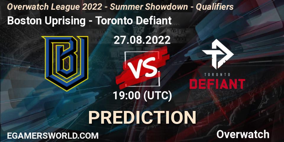 Boston Uprising vs Toronto Defiant: Match Prediction. 27.08.2022 at 19:00, Overwatch, Overwatch League 2022 - Summer Showdown - Qualifiers