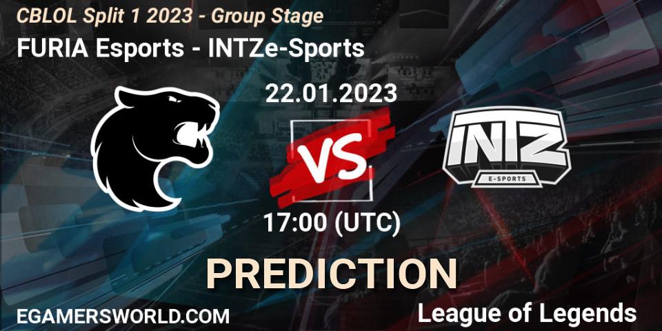 FURIA Esports vs INTZ e-Sports: Match Prediction. 22.01.23, LoL, CBLOL Split 1 2023 - Group Stage