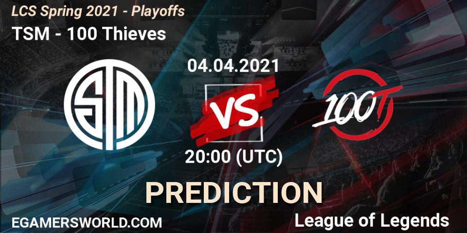 TSM vs 100 Thieves: Match Prediction. 04.04.2021 at 20:00, LoL, LCS Spring 2021 - Playoffs
