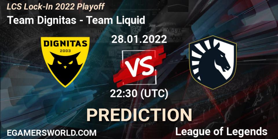 Team Dignitas vs Team Liquid: Match Prediction. 28.01.2022 at 22:30, LoL, LCS Lock-In 2022 Playoff