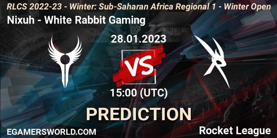 Nixuh vs White Rabbit Gaming: Match Prediction. 28.01.23, Rocket League, RLCS 2022-23 - Winter: Sub-Saharan Africa Regional 1 - Winter Open