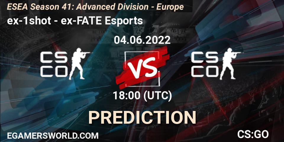 ex-1shot vs ex-FATE Esports: Match Prediction. 04.06.2022 at 18:00, Counter-Strike (CS2), ESEA Season 41: Advanced Division - Europe