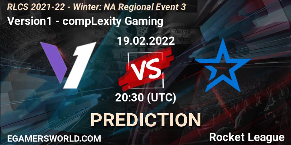 Version1 vs compLexity Gaming: Match Prediction. 19.02.2022 at 20:30, Rocket League, RLCS 2021-22 - Winter: NA Regional Event 3