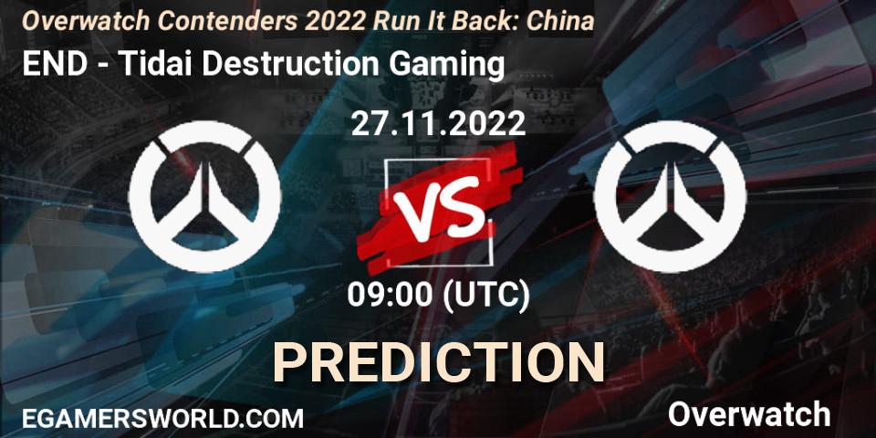 END vs Tidai Destruction Gaming: Match Prediction. 27.11.22, Overwatch, Overwatch Contenders 2022 Run It Back: China