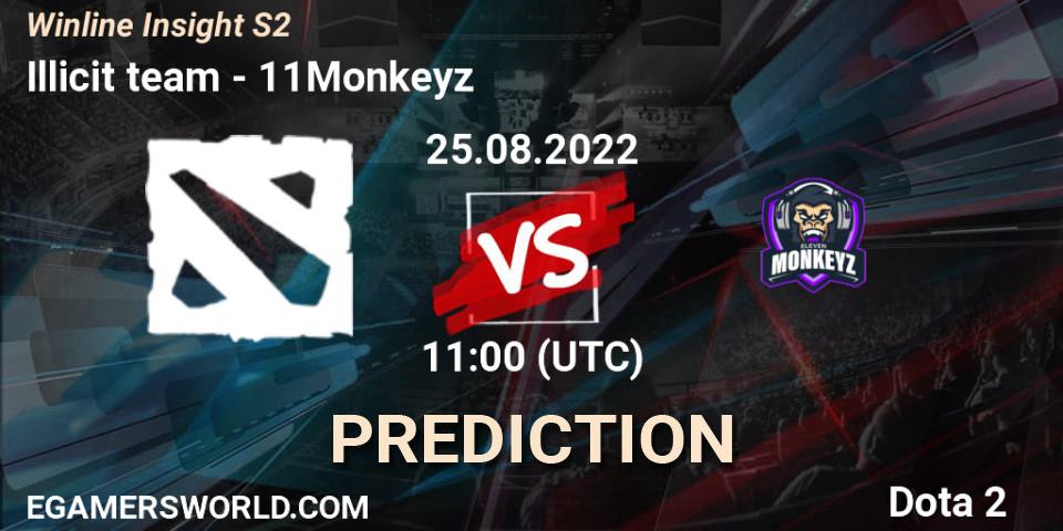 Illicit team vs 11Monkeyz: Match Prediction. 25.08.2022 at 11:04, Dota 2, Winline Insight S2