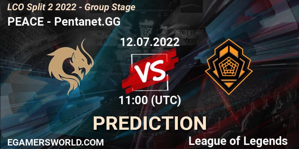 PEACE vs Pentanet.GG: Match Prediction. 12.07.2022 at 11:00, LoL, LCO Split 2 2022 - Group Stage