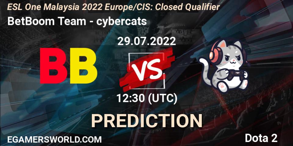 BetBoom Team vs cybercats: Match Prediction. 29.07.22, Dota 2, ESL One Malaysia 2022 Europe/CIS: Closed Qualifier
