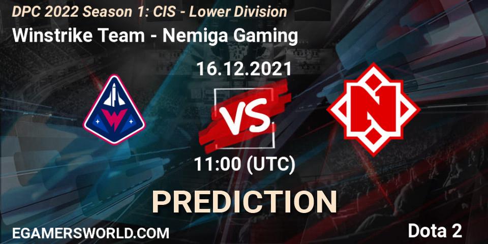 Winstrike Team vs Nemiga Gaming: Match Prediction. 16.12.2021 at 11:04, Dota 2, DPC 2022 Season 1: CIS - Lower Division