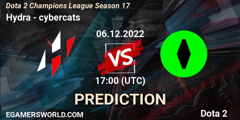 Hydra vs cybercats: Match Prediction. 06.12.2022 at 17:40, Dota 2, Dota 2 Champions League Season 17