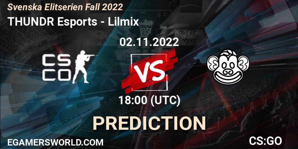 THUNDR Esports vs Lilmix: Match Prediction. 02.11.2022 at 18:00, Counter-Strike (CS2), Svenska Elitserien Fall 2022