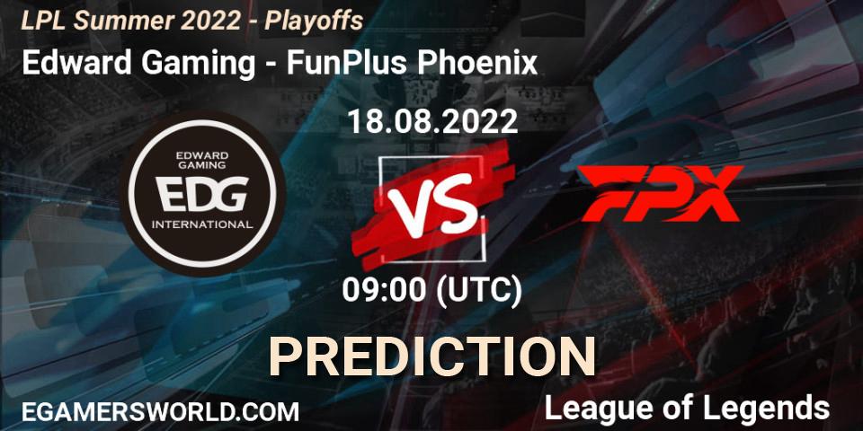 Edward Gaming vs FunPlus Phoenix: Match Prediction. 18.08.22, LoL, LPL Summer 2022 - Playoffs