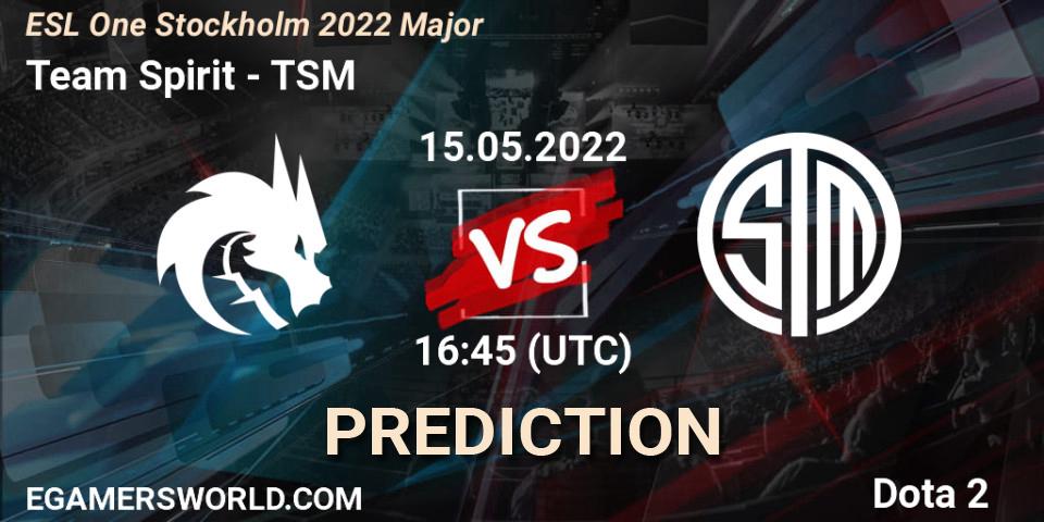 Team Spirit vs TSM: Match Prediction. 15.05.2022 at 16:34, Dota 2, ESL One Stockholm 2022 Major