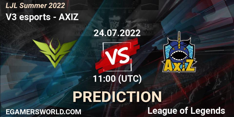V3 esports vs AXIZ: Match Prediction. 24.07.22, LoL, LJL Summer 2022