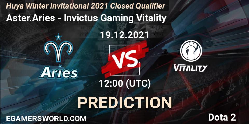 Aster.Aries vs Invictus Gaming Vitality: Match Prediction. 19.12.21, Dota 2, Huya Winter Invitational 2021 Closed Qualifier