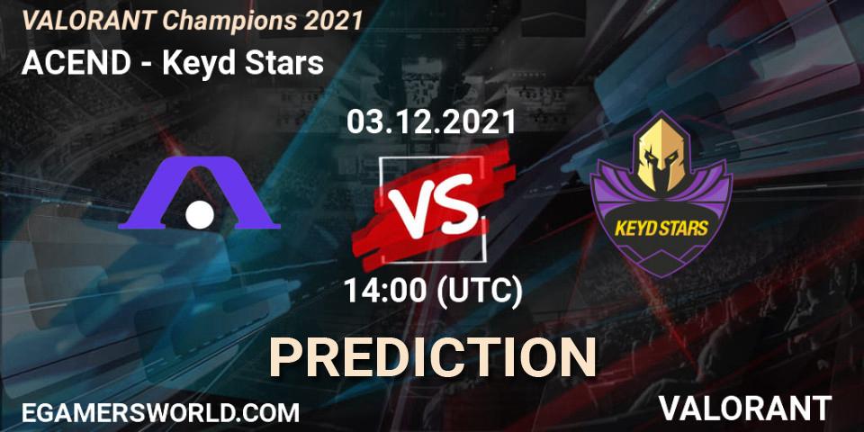 ACEND vs Keyd Stars: Match Prediction. 03.12.2021 at 14:00, VALORANT, VALORANT Champions 2021