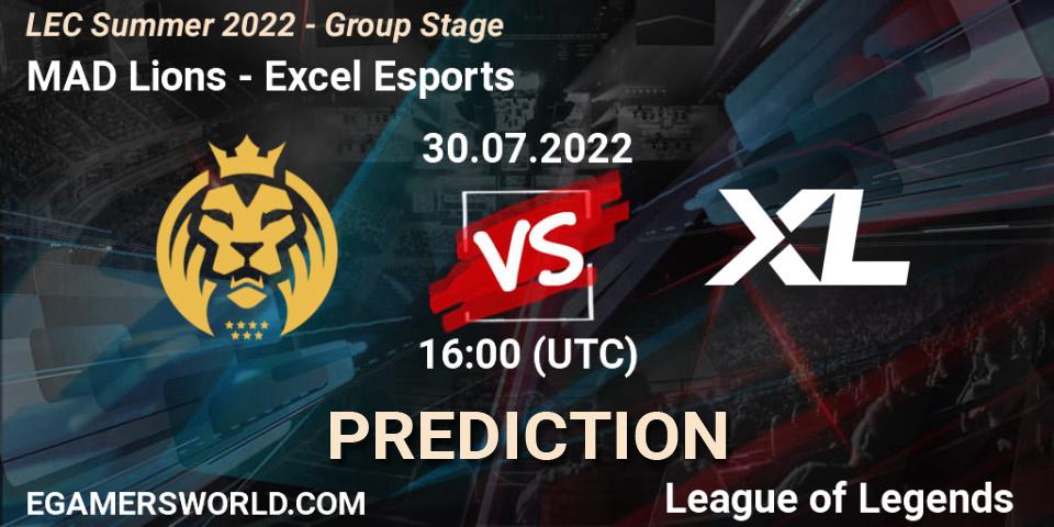 MAD Lions vs Excel Esports: Match Prediction. 30.07.22, LoL, LEC Summer 2022 - Group Stage
