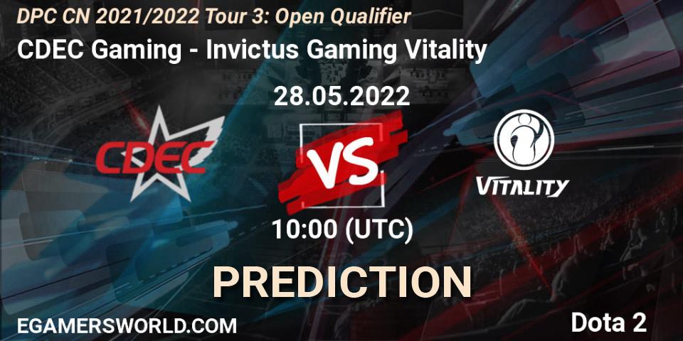 CDEC Gaming vs Invictus Gaming Vitality: Match Prediction. 28.05.22, Dota 2, DPC CN 2021/2022 Tour 3: Open Qualifier