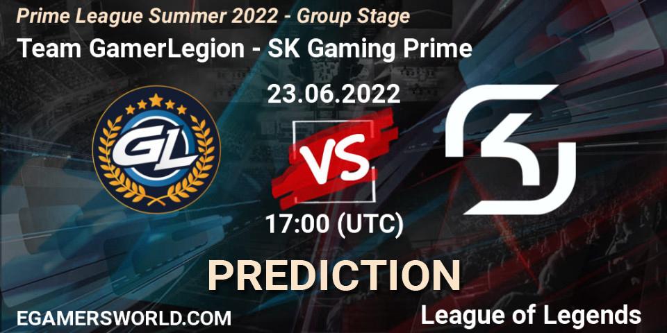 Team GamerLegion vs SK Gaming Prime: Match Prediction. 23.06.22, LoL, Prime League Summer 2022 - Group Stage